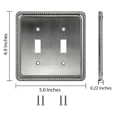 Harmon Heirloom Silver Double Toggle Rope Edge Switchplate Cover