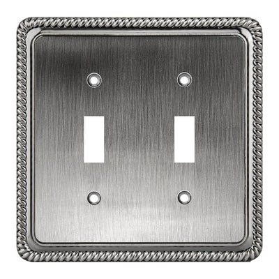Harmon Heirloom Silver Double Toggle Rope Edge Switchplate Cover