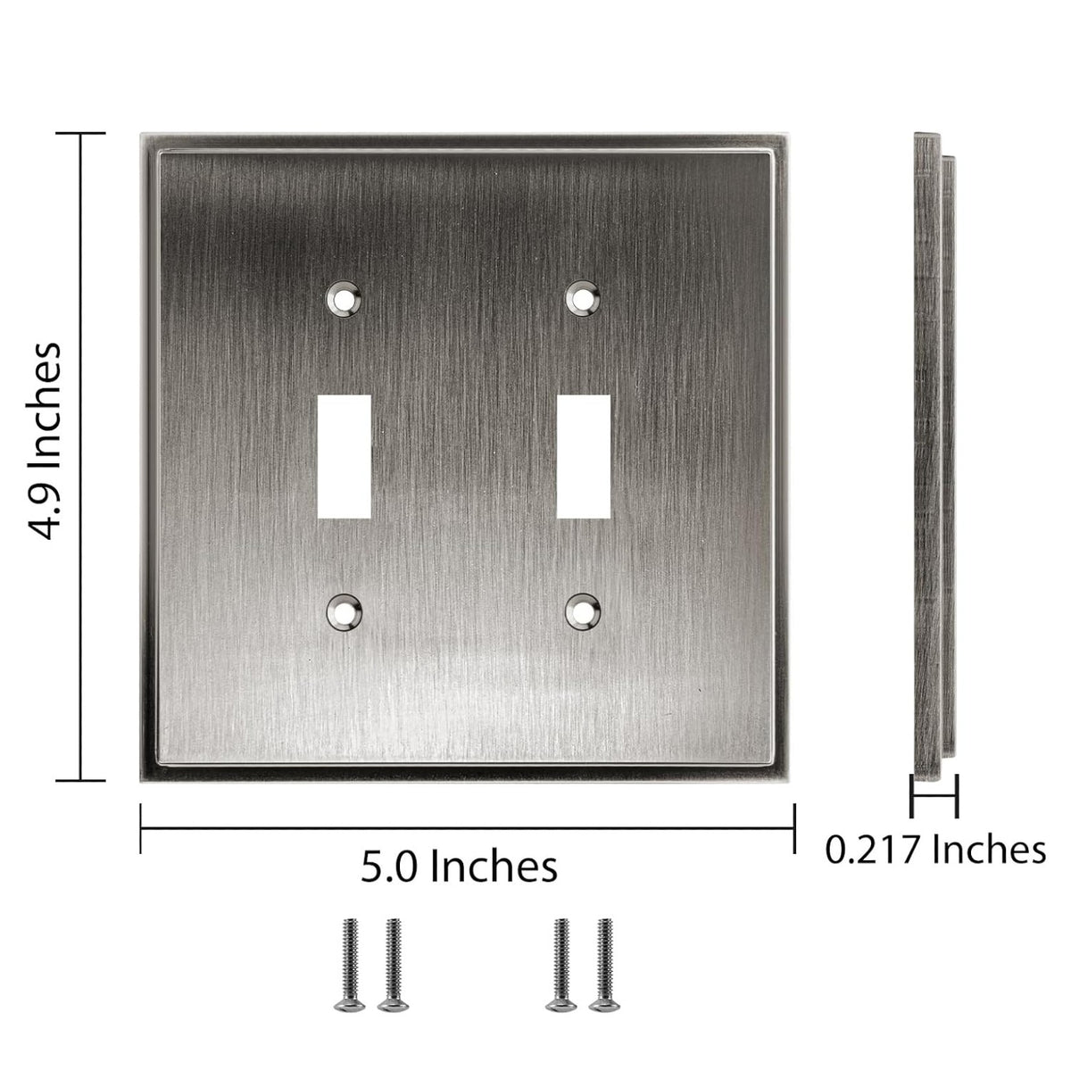 Harmon Heirloom Silver Double Toggle Soft Modern Switchplate Cover