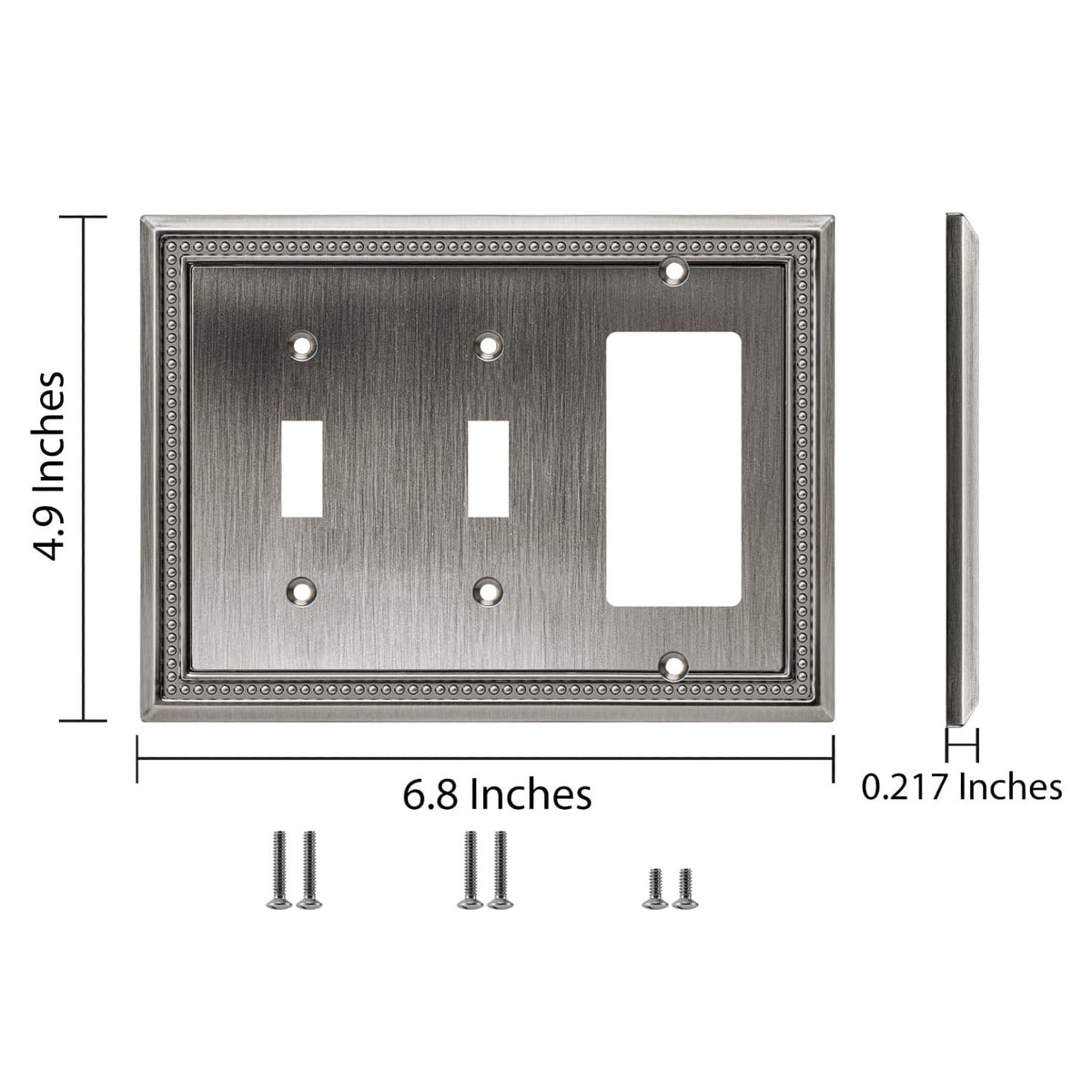 Harmon Heirloom Silver Double Toggle / Single Decora Decorative Switchplate Cover