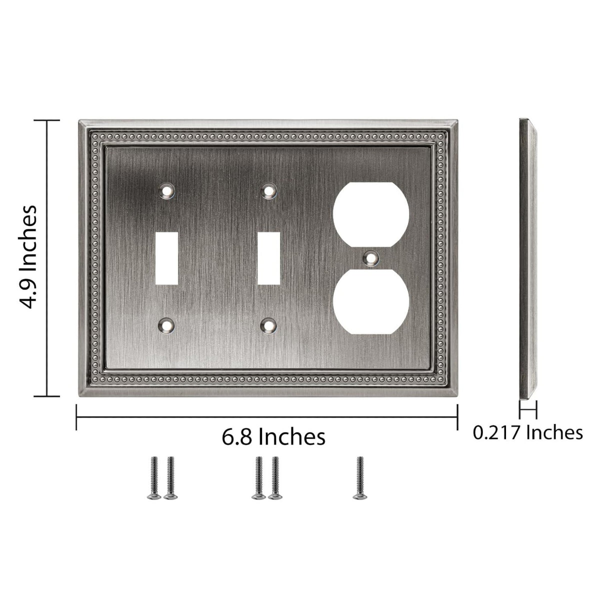 Harmon Heirloom Silver Double Toggle / Single Duplex Decorative Switchplate Cover