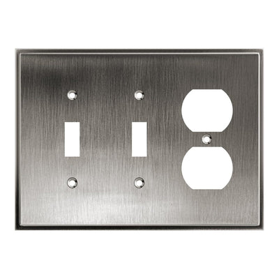 Harmon Heirloom Silver Double Toggle / Single Duplex Soft Modern Switchplate Cover