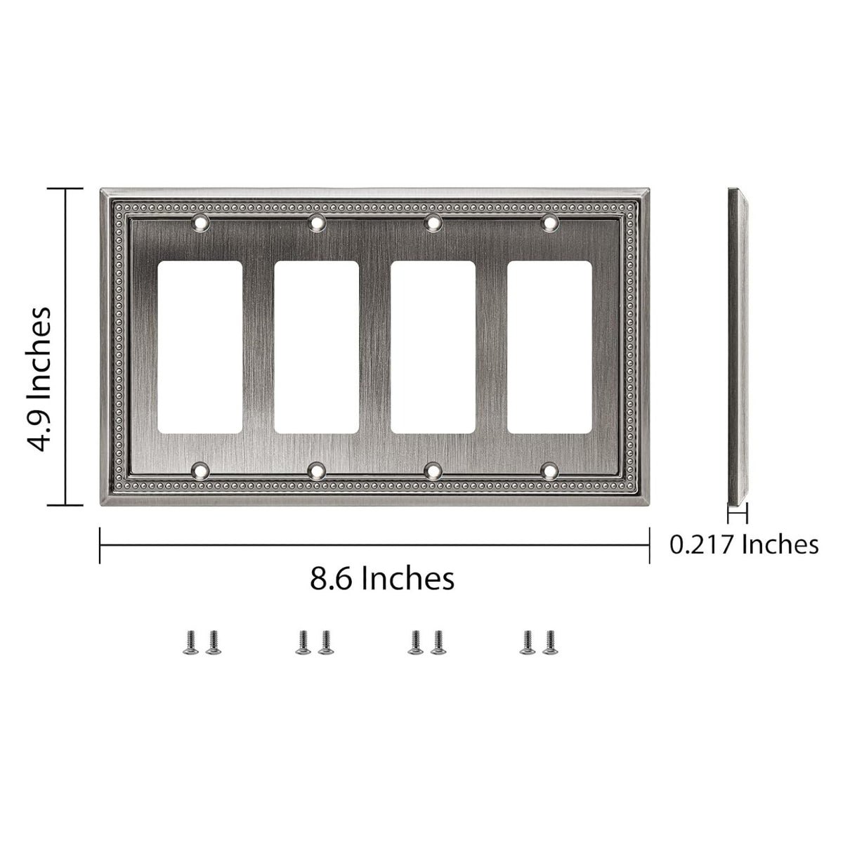 Harmon Heirloom Silver Quad Decora Decorative Switchplate Cover