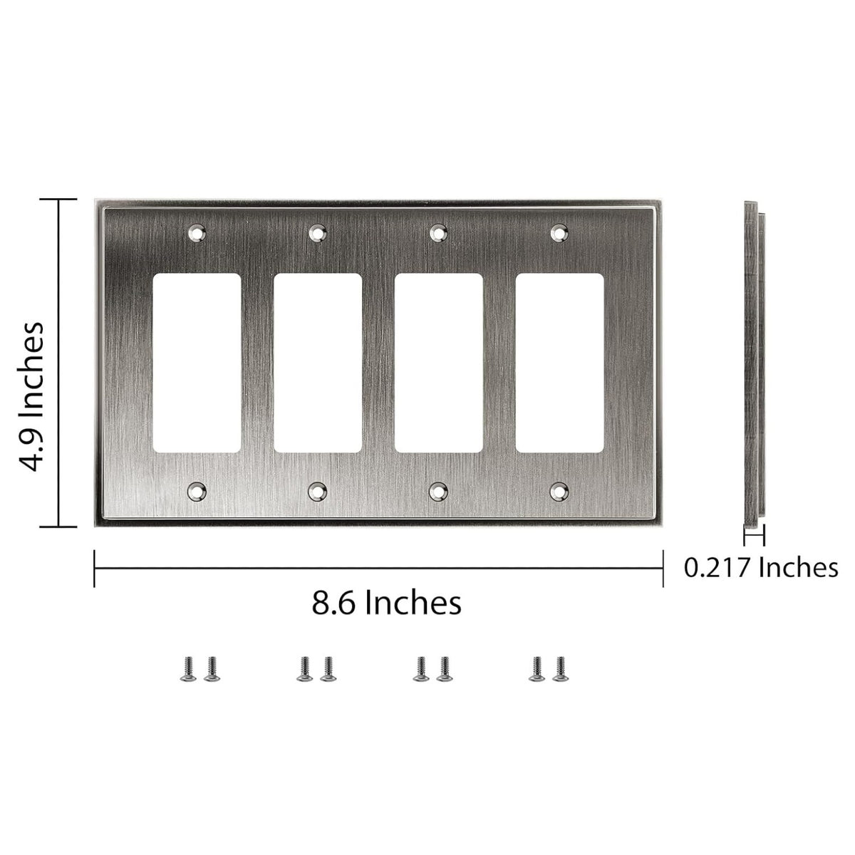 Harmon Heirloom Silver Quad Decora Soft Modern Switchplate Cover