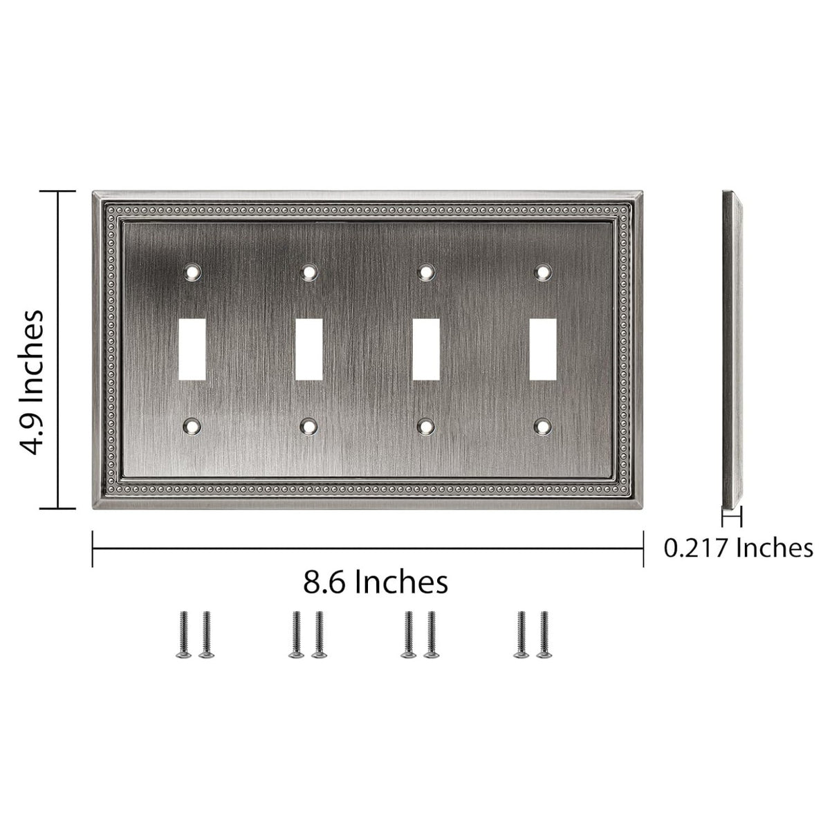 Harmon Heirloom Silver Quad Toggle Decorative Switchplate Cover