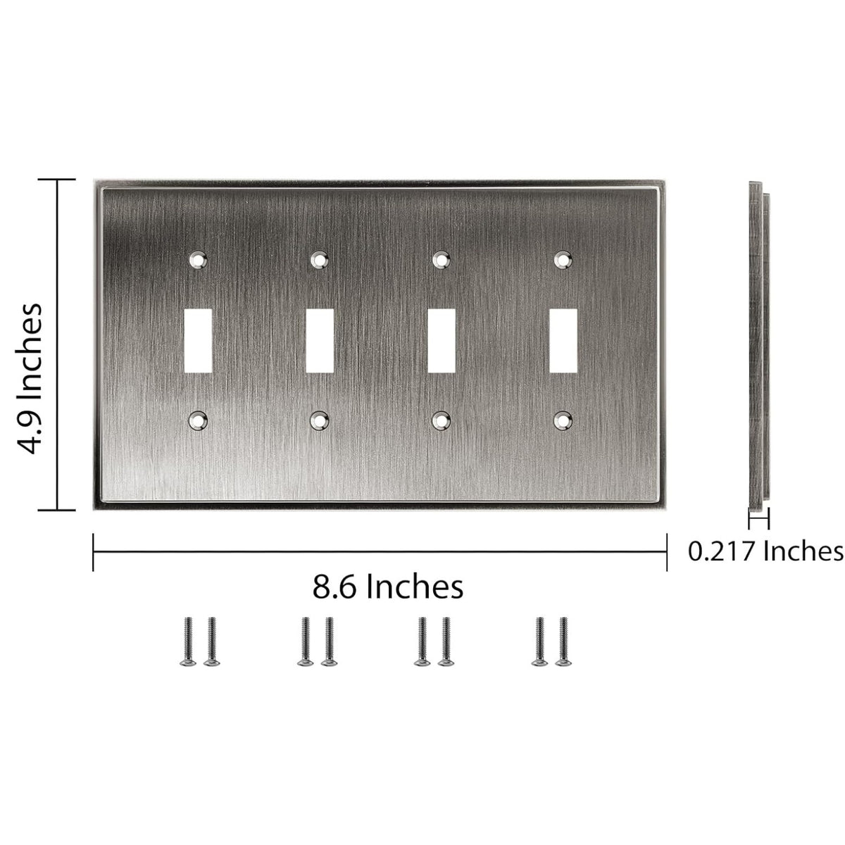 Harmon Heirloom Silver Quad Toggle Soft Modern Switchplate Cover