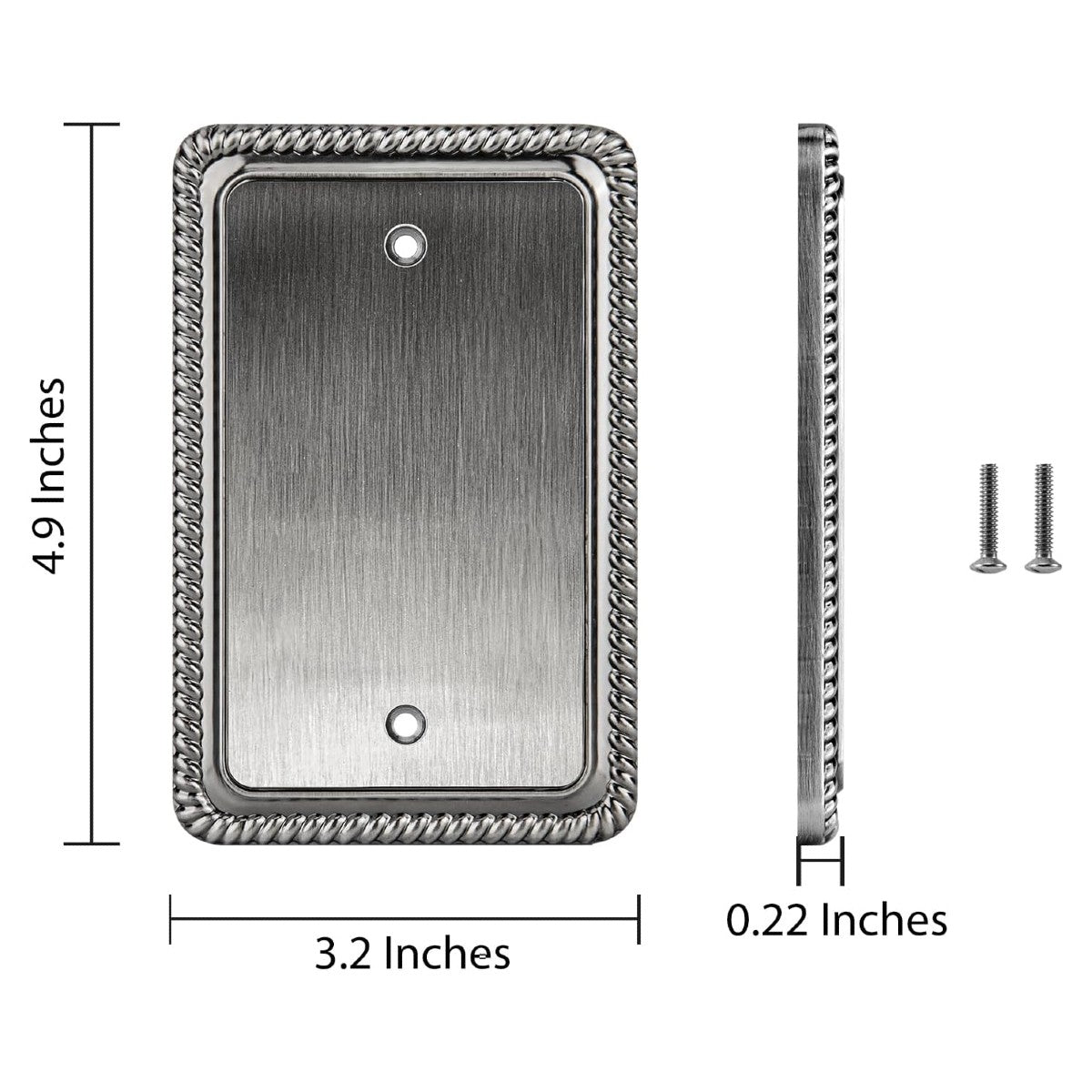 Harmon Heirloom Silver Single Blank Rope Edge Switchplate Cover