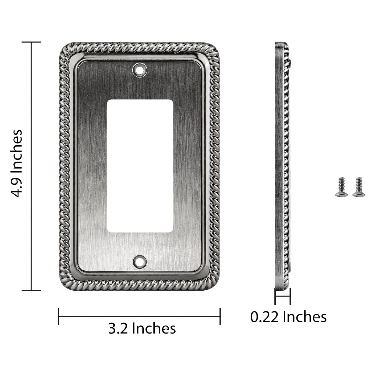 Harmon Heirloom Silver Single Decora Rope Edge Switchplate Cover
