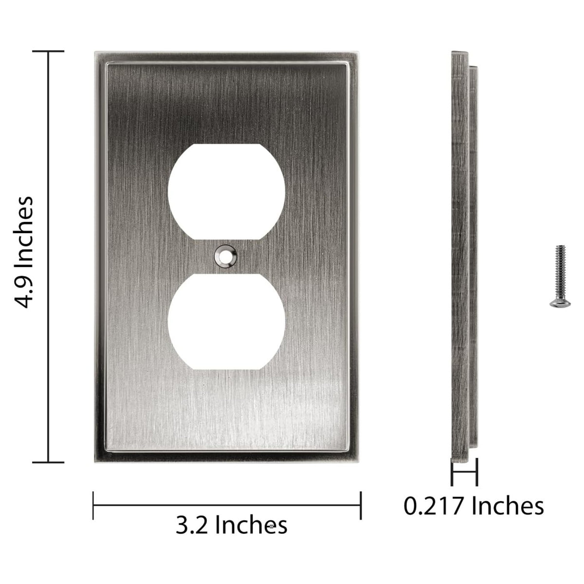 Harmon Heirloom Silver Single Duplex Soft Modern Outlet Cover