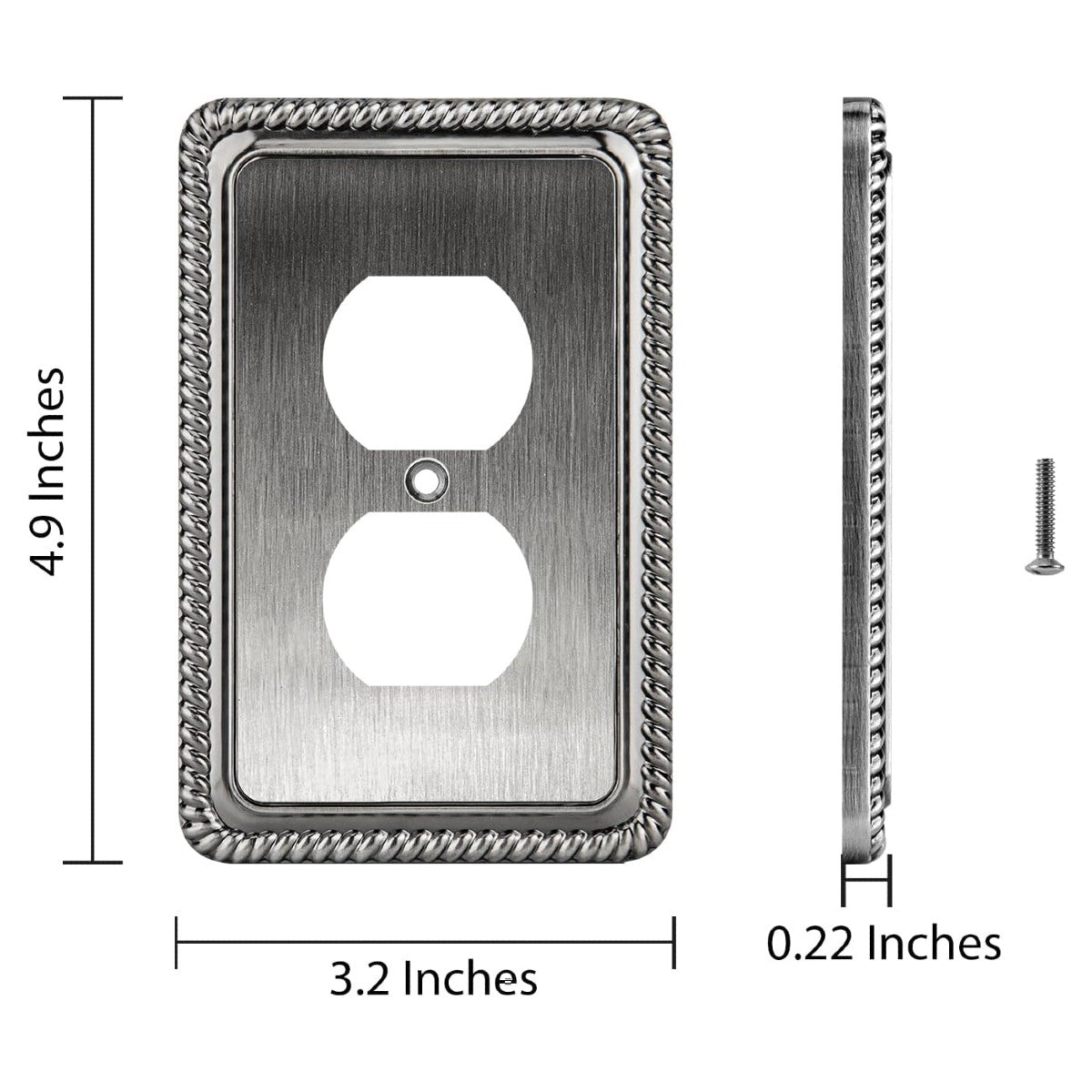 Harmon Heirloom Silver Single Toggle Rope Edge Switchplate Cover