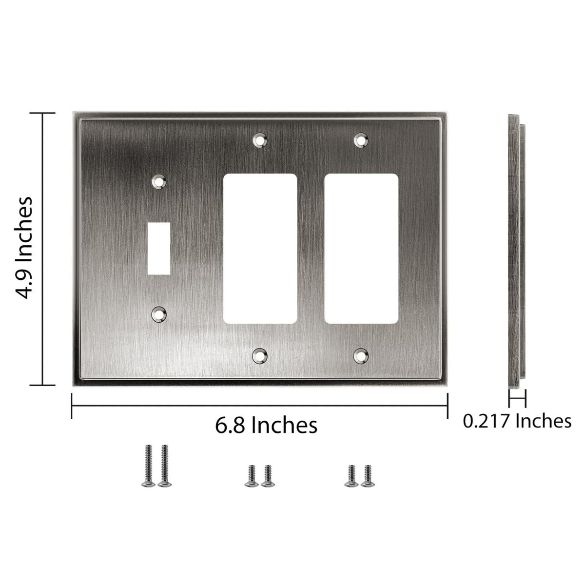 Harmon Heirloom Silver Single Toggle / Double Decora Soft Modern Switchplate Cover