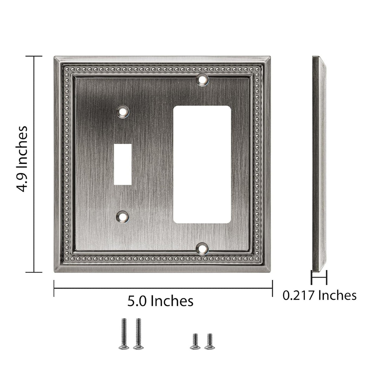 Harmon Heirloom Silver Single Toggle / Single Decora Decorative Switchplate Cover