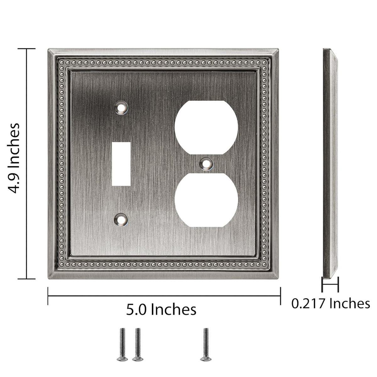 Harmon Heirloom Silver Single Toggle / Single Duplex Decorative Switchplate Cover