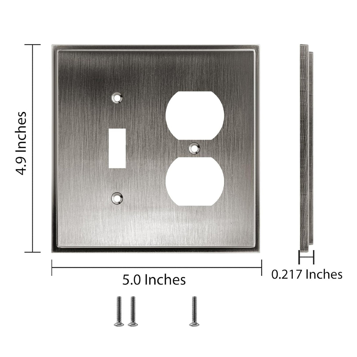 Harmon Heirloom Silver Single Toggle / Single Duplex Soft Modern Switchplate Cover
