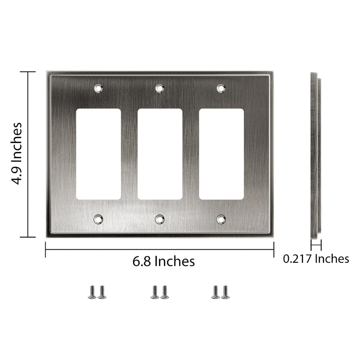 Harmon Heirloom Silver Triple Decora Soft Modern Switchplate Cover