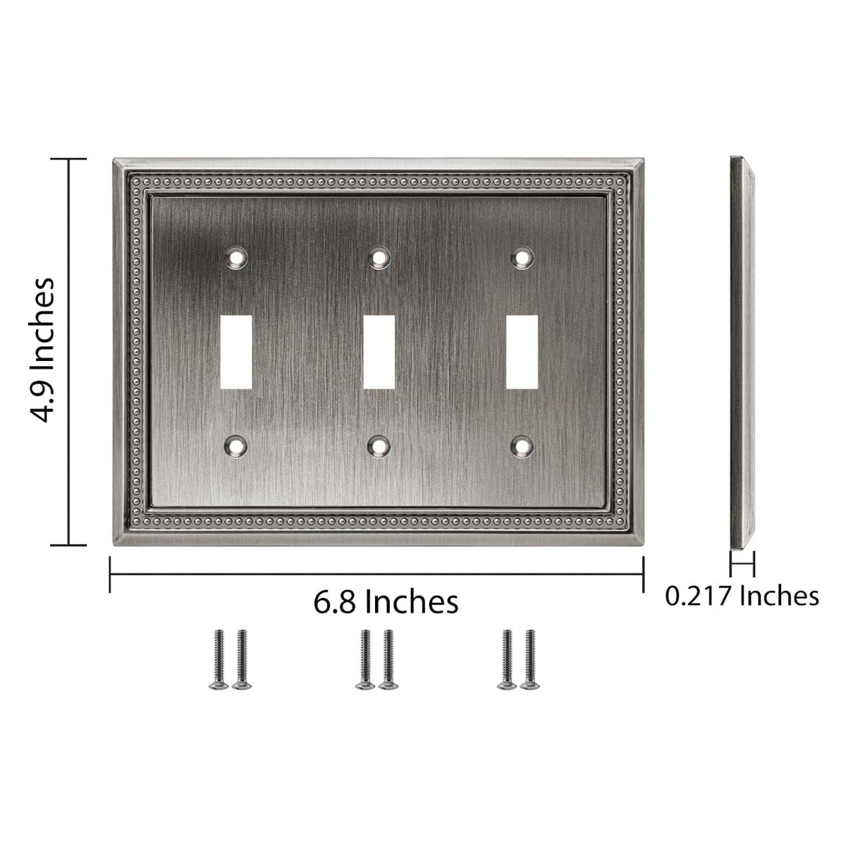Harmon Heirloom Silver Triple Toggle Decorative Switchplate Cover