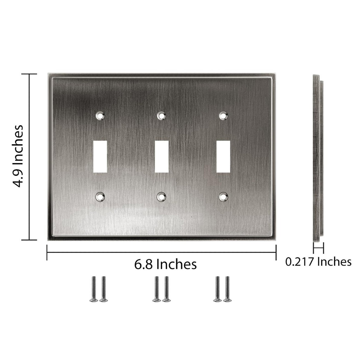 Harmon Heirloom Silver Triple Toggle Soft Modern Switchplate Cover