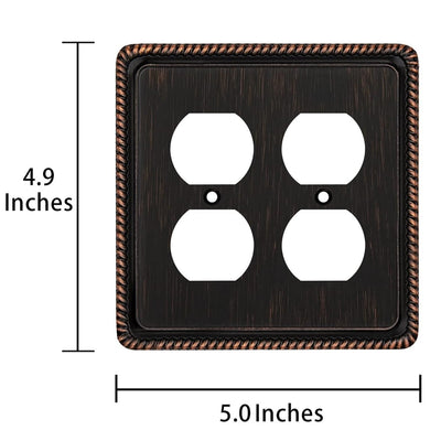 Harmon Oil Rubbed Bronze Double Duplex Rope Edge Outlet Cover