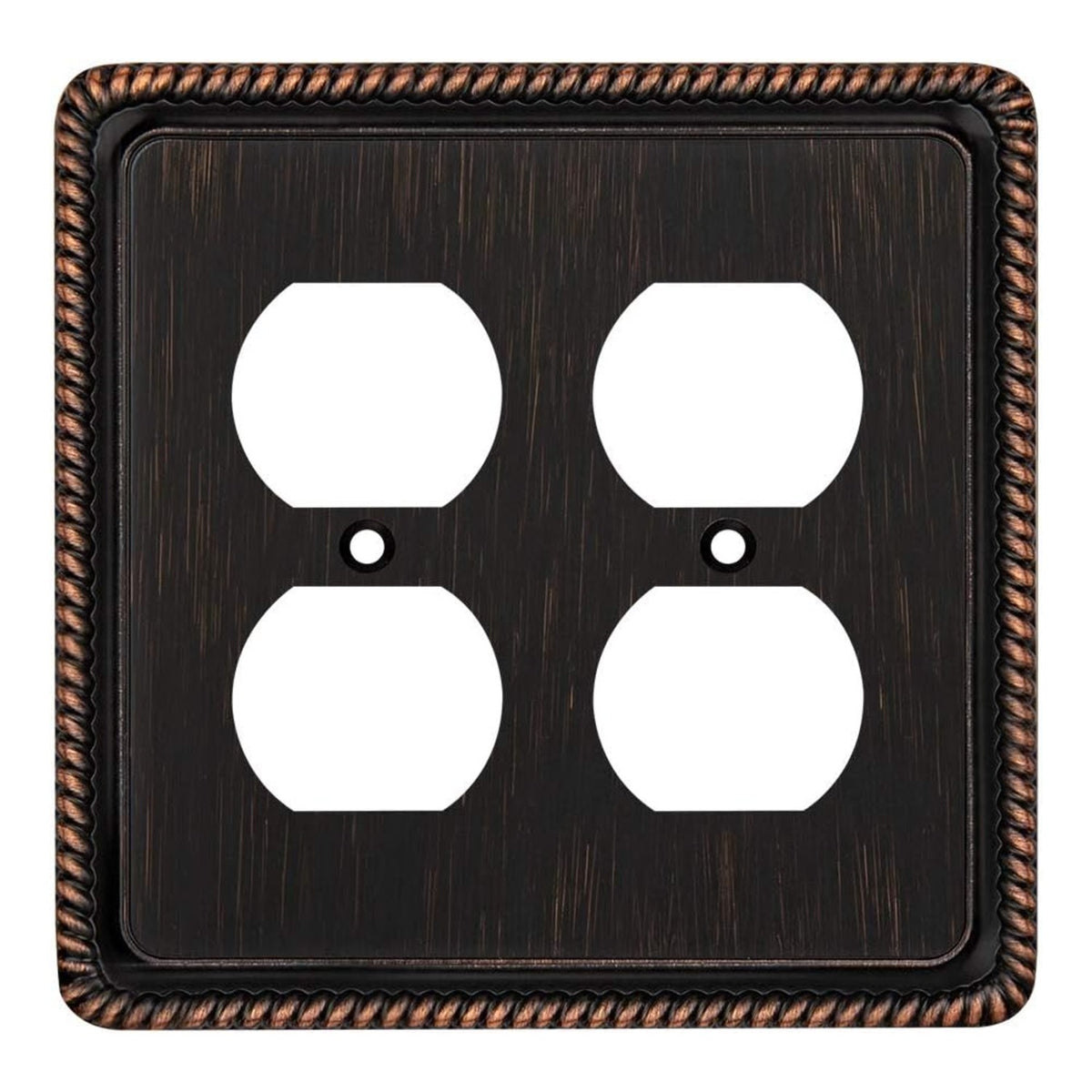 Harmon Oil Rubbed Bronze Double Duplex Rope Edge Outlet Cover