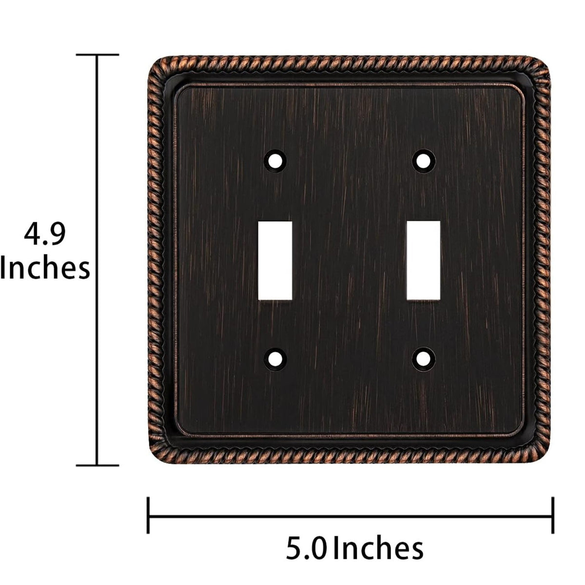 Harmon Oil Rubbed Bronze Double Toggle Rope Edge Switchplate Cover