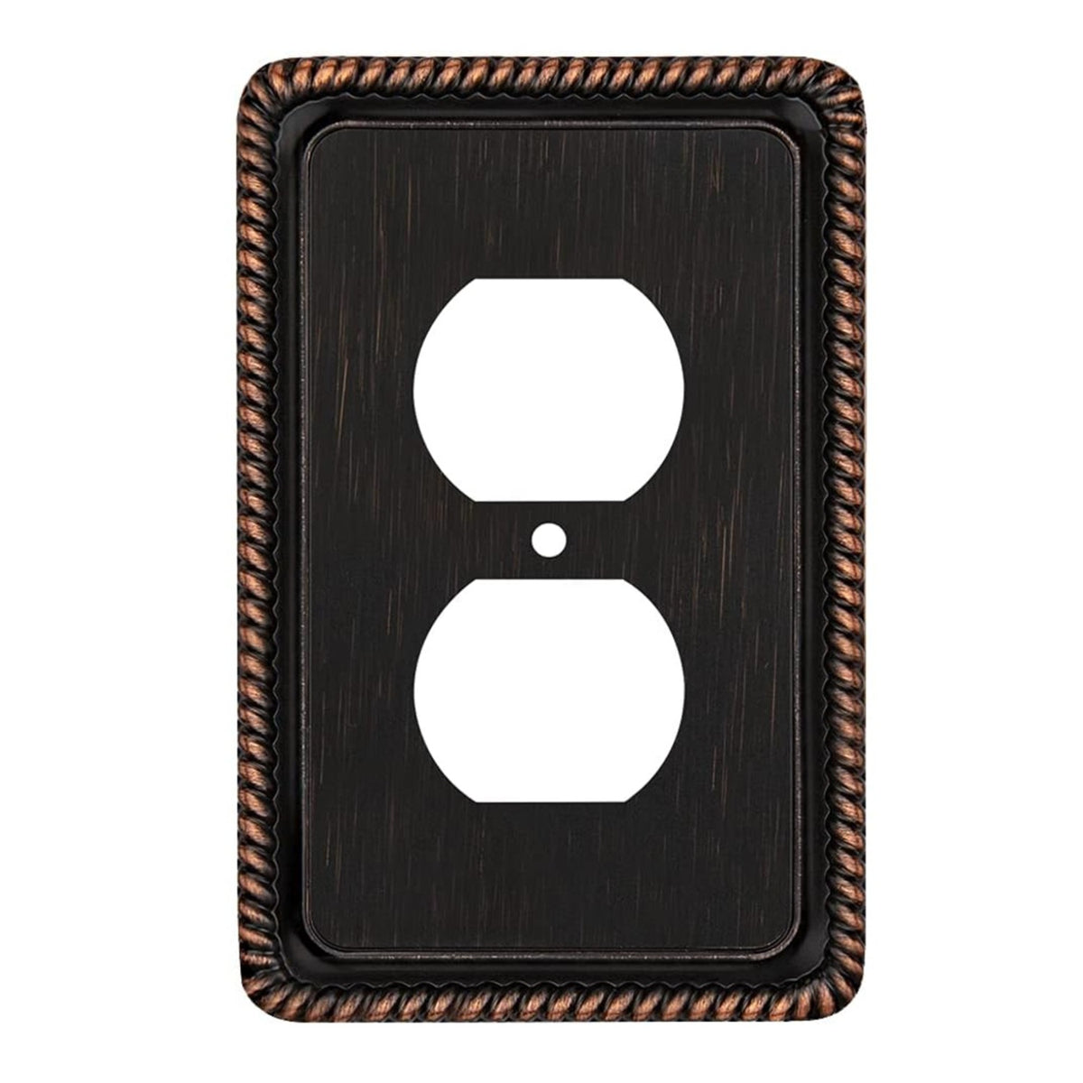 Harmon Oil Rubbed Bronze Single Duplex Rope Edge Outlet Cover