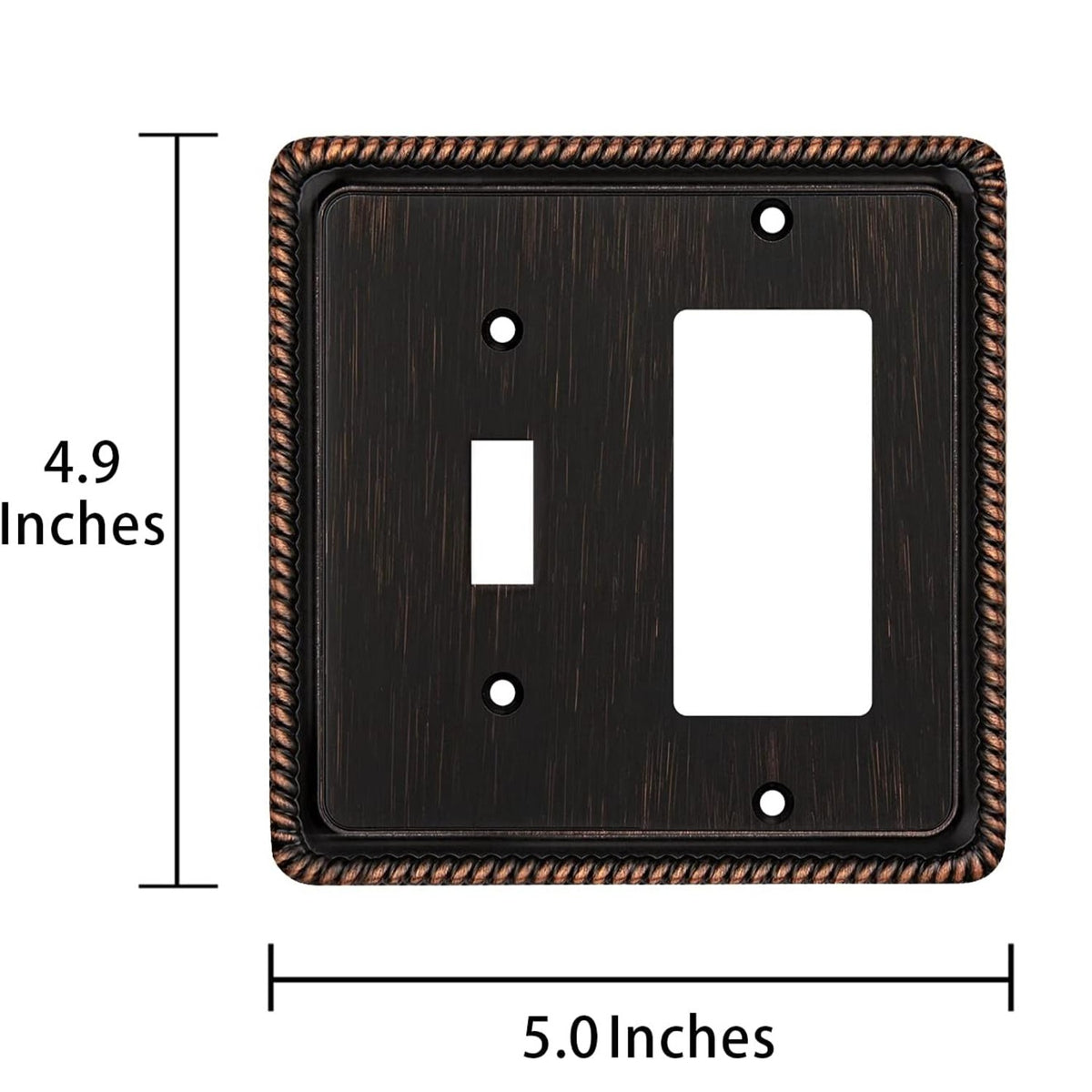 Harmon Oil Rubbed Bronze Single Toggle / Single Decora Rope Edge Switchplate Cover