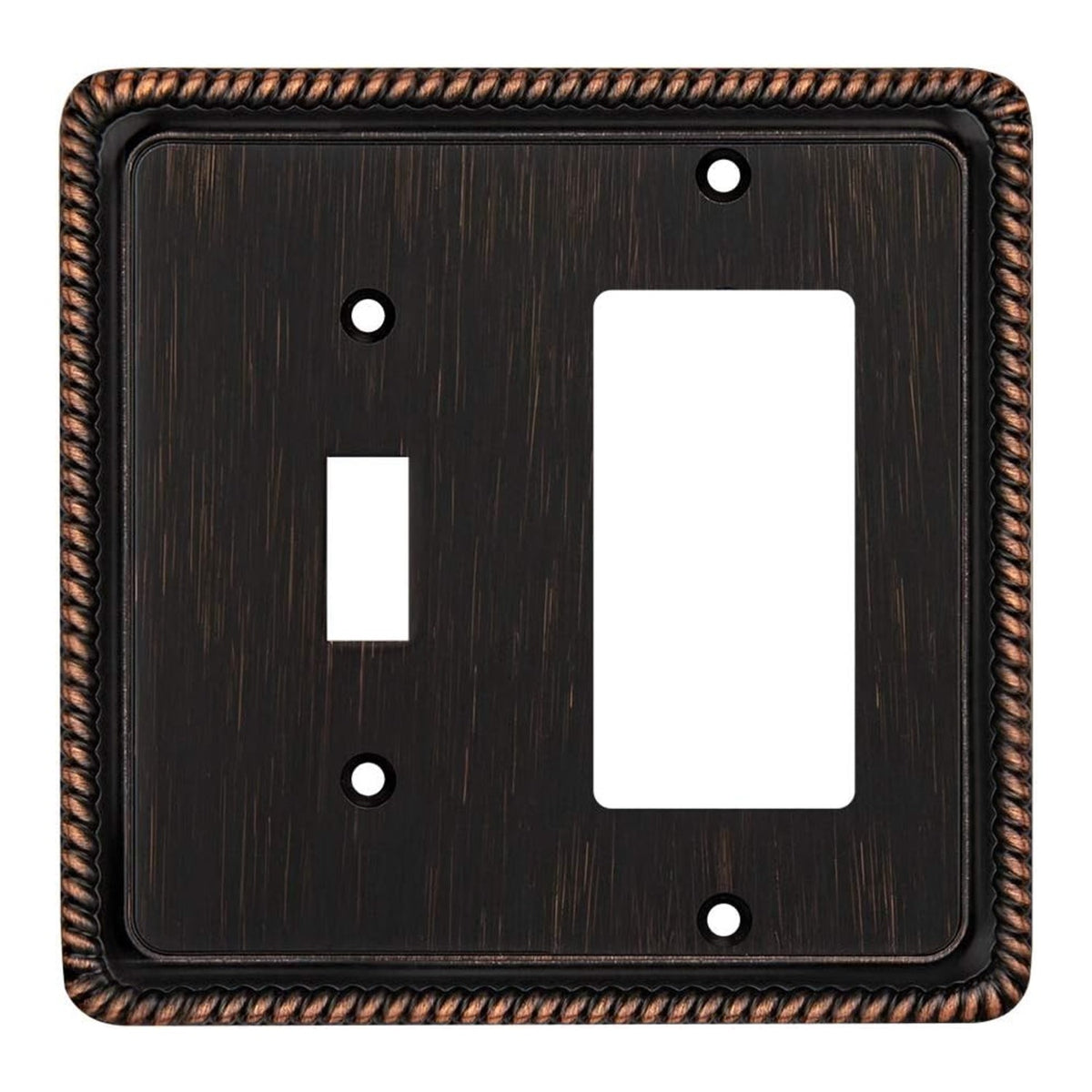 Harmon Oil Rubbed Bronze Single Toggle / Single Decora Rope Edge Switchplate Cover