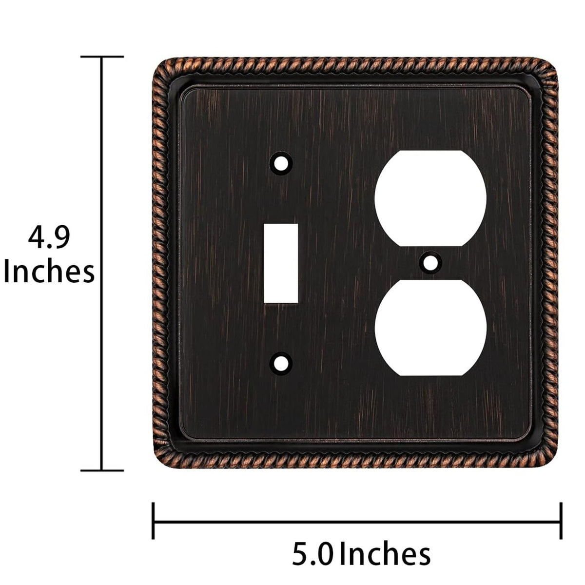 Harmon Oil Rubbed Bronze Single Toggle / Single Duplex Rope Edge Switchplate Cover