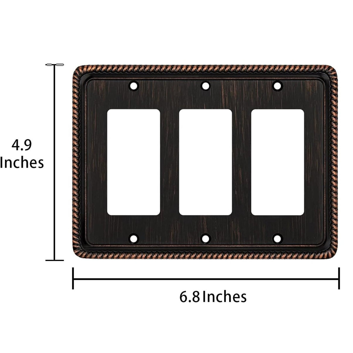 Harmon Oil Rubbed Bronze Triple Decora Rope Edge Switchplate Cover