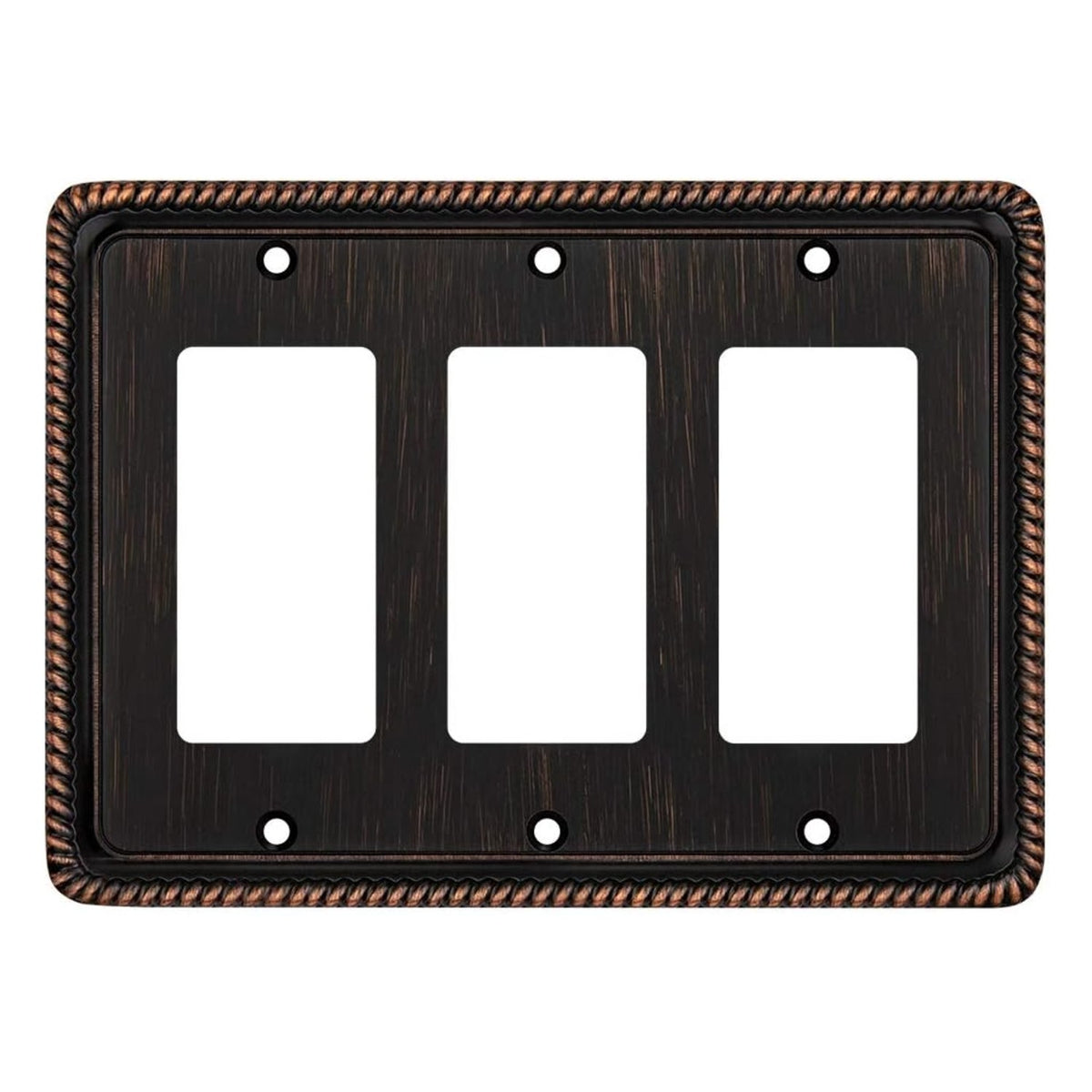 Harmon Oil Rubbed Bronze Triple Decora Rope Edge Switchplate Cover