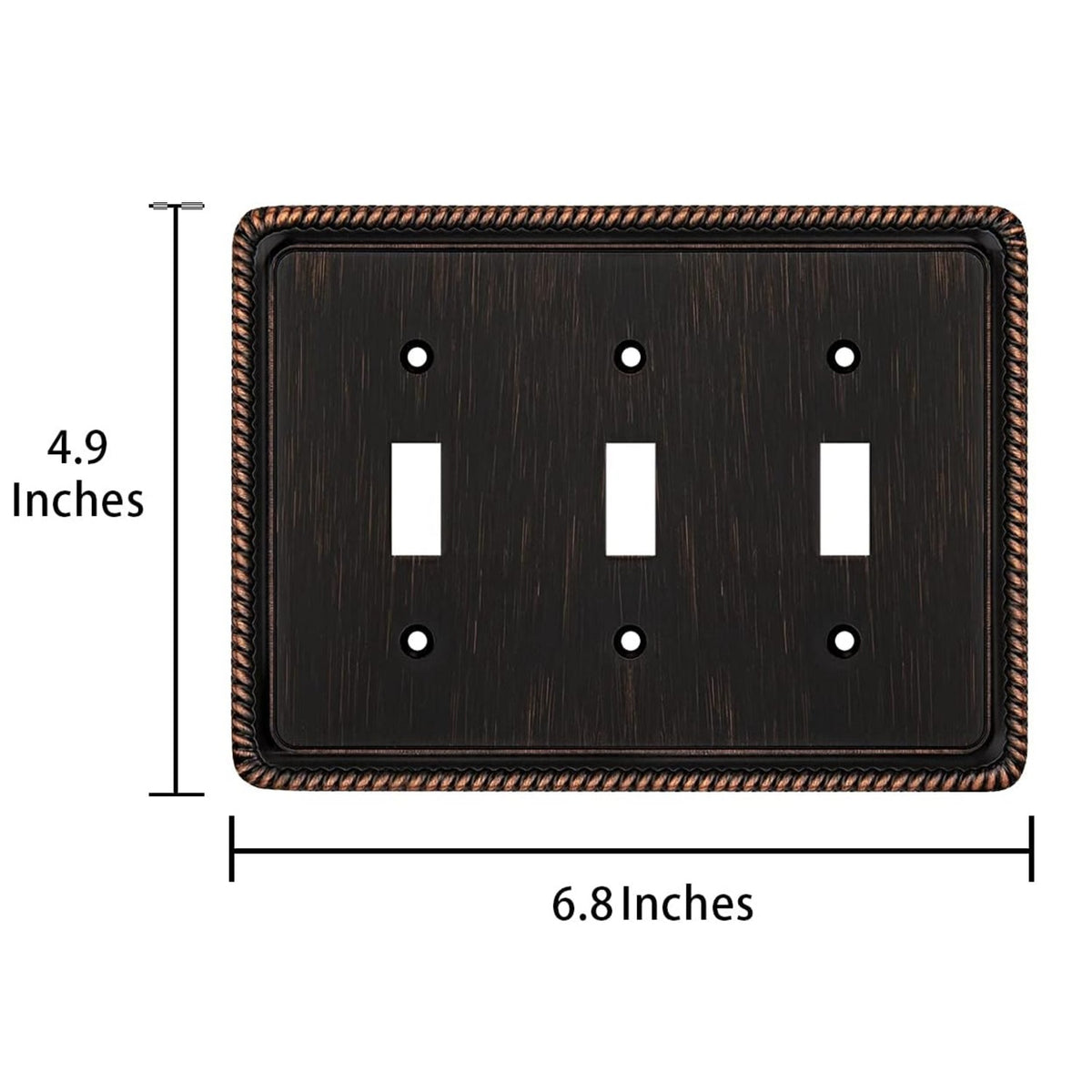 Harmon Oil Rubbed Bronze Triple Toggle Rope Edge Switchplate Cover