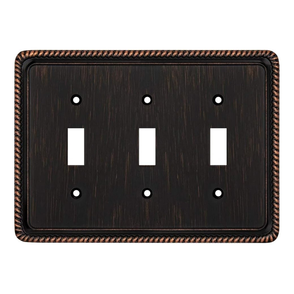 Harmon Oil Rubbed Bronze Triple Toggle Rope Edge Switchplate Cover