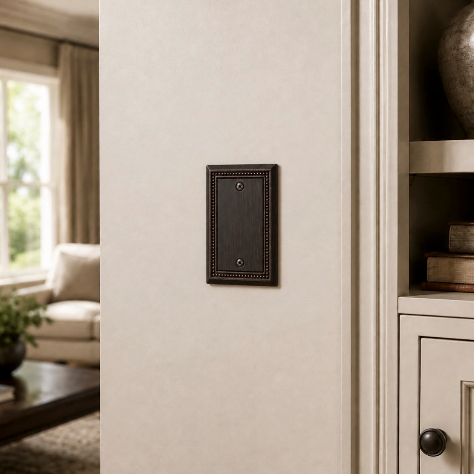 Harmon Aged Bronze Single Blank Decorative Switchplate Cover