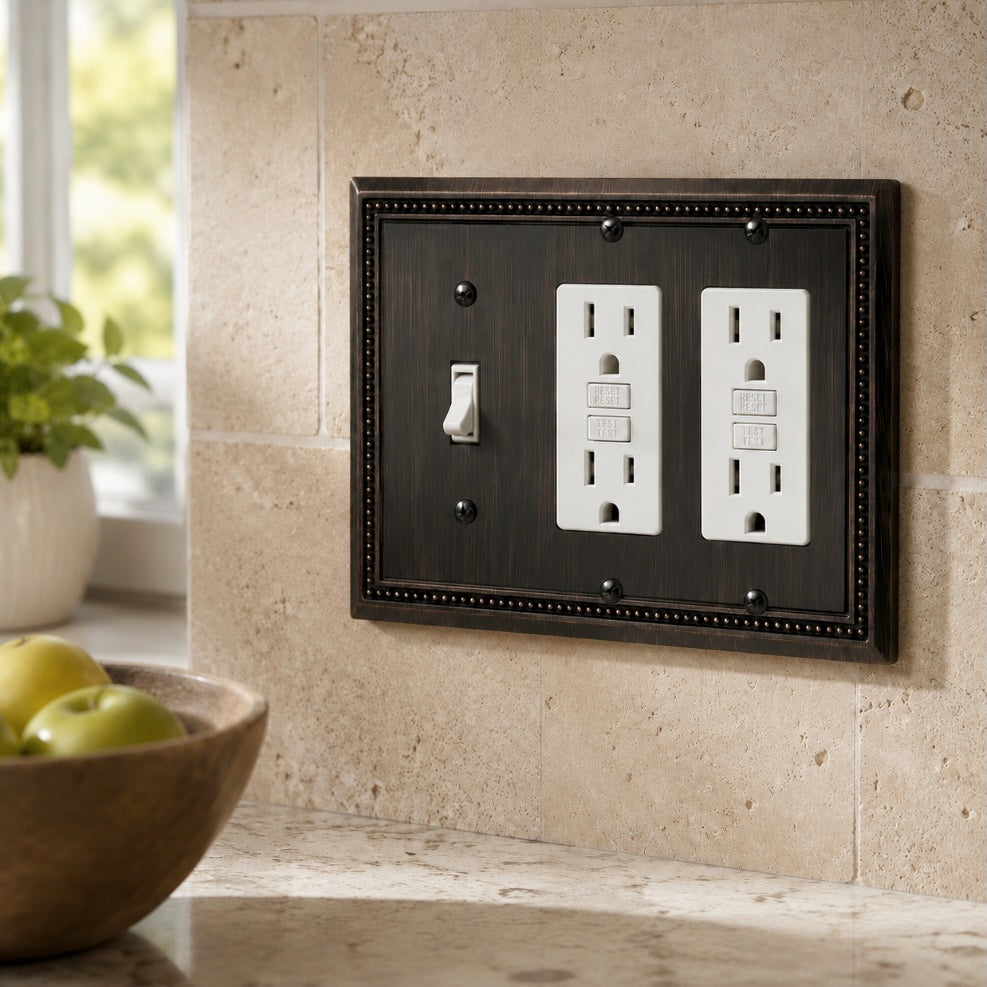 Harmon Aged Bronze Single Toggle / Double Decora Decorative Switchplate Cover