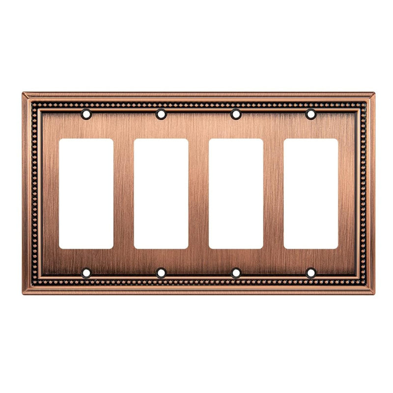 Harmon Antique Copper Quad Decora Decorative Switchplate Cover