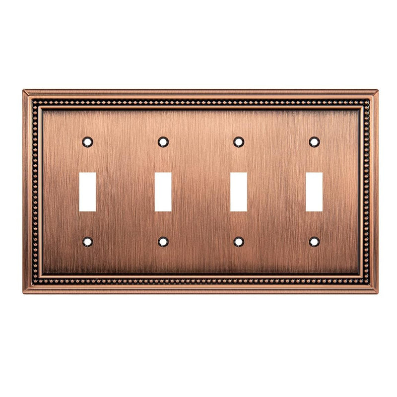 Harmon Antique Copper Quad Toggle Decorative Switchplate Cover