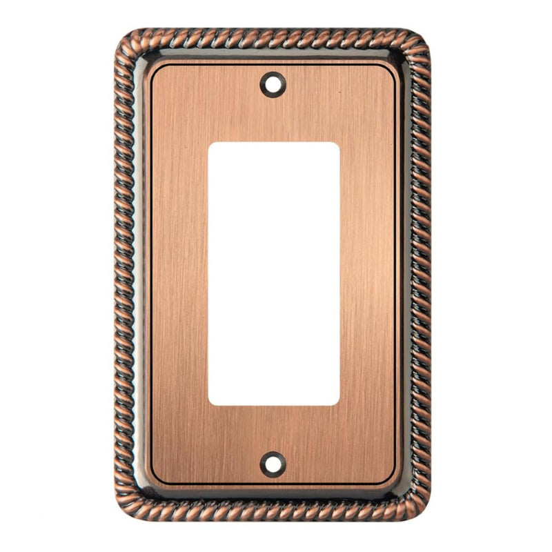 Decorative copper-style wall plate with intricate border on a white background