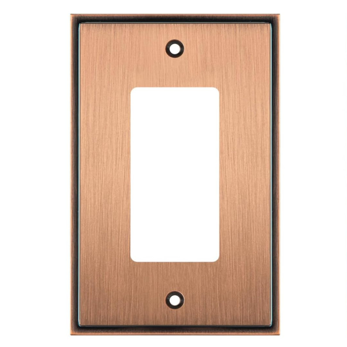 Copper wall plate with a single gang opening on a white background