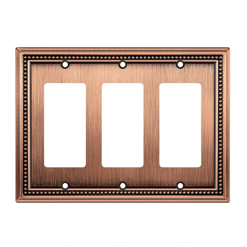 Harmon Antique Copper Triple Decora Decorative Switchplate Cover