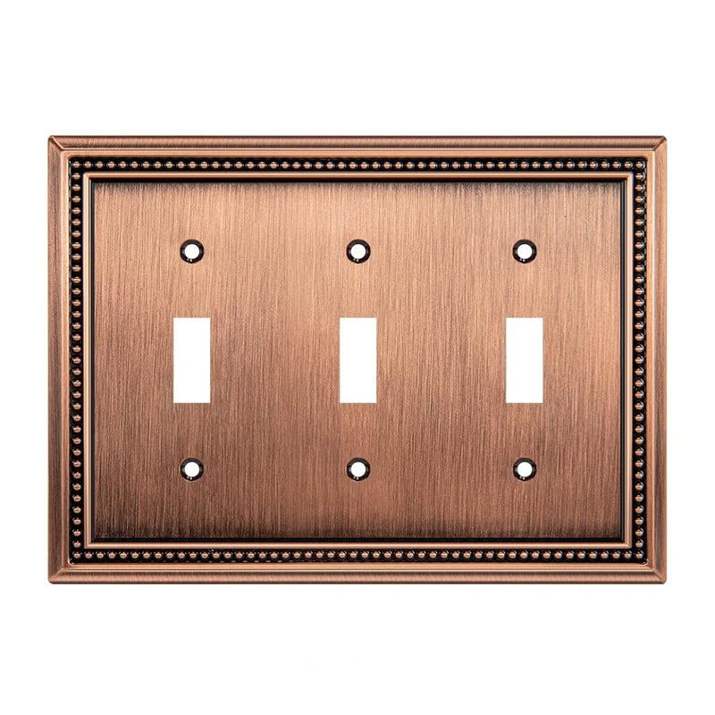 Harmon Antique Copper Triple Toggle Decorative Switchplate Cover