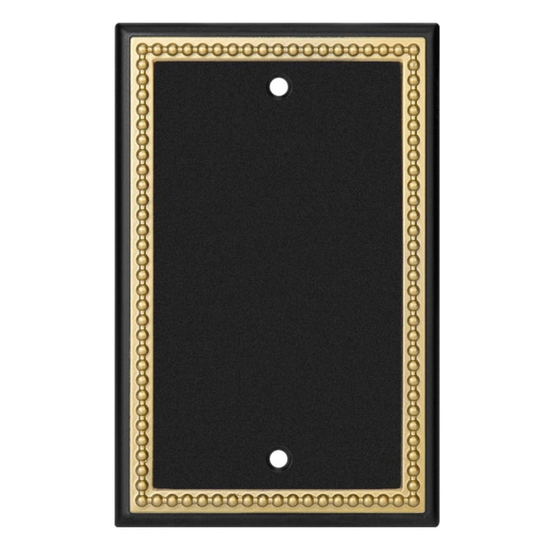 Harmon Black and Brushed Gold Single Blank Decorative Switchplate Cover