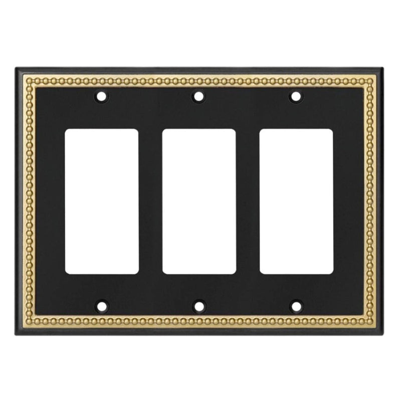 Harmon Black and Brushed Gold Triple Decora Decorative Switchplate Cover
