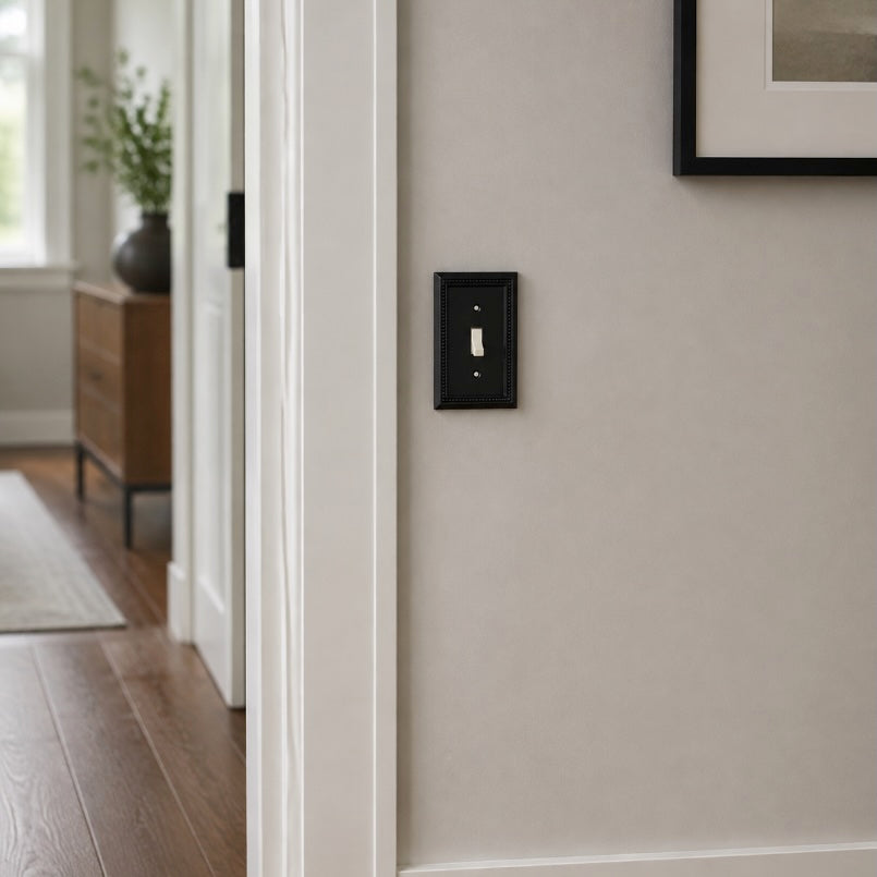 Harmon Matte Black Single Toggle Decorative Switchplate Cover