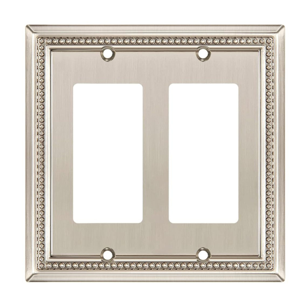 Decorative wall plate with two sockets on a white background