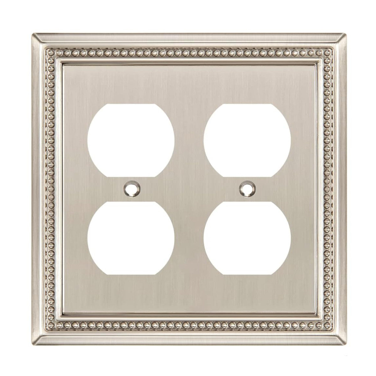 Decorative wall plate with four outlets on a white background