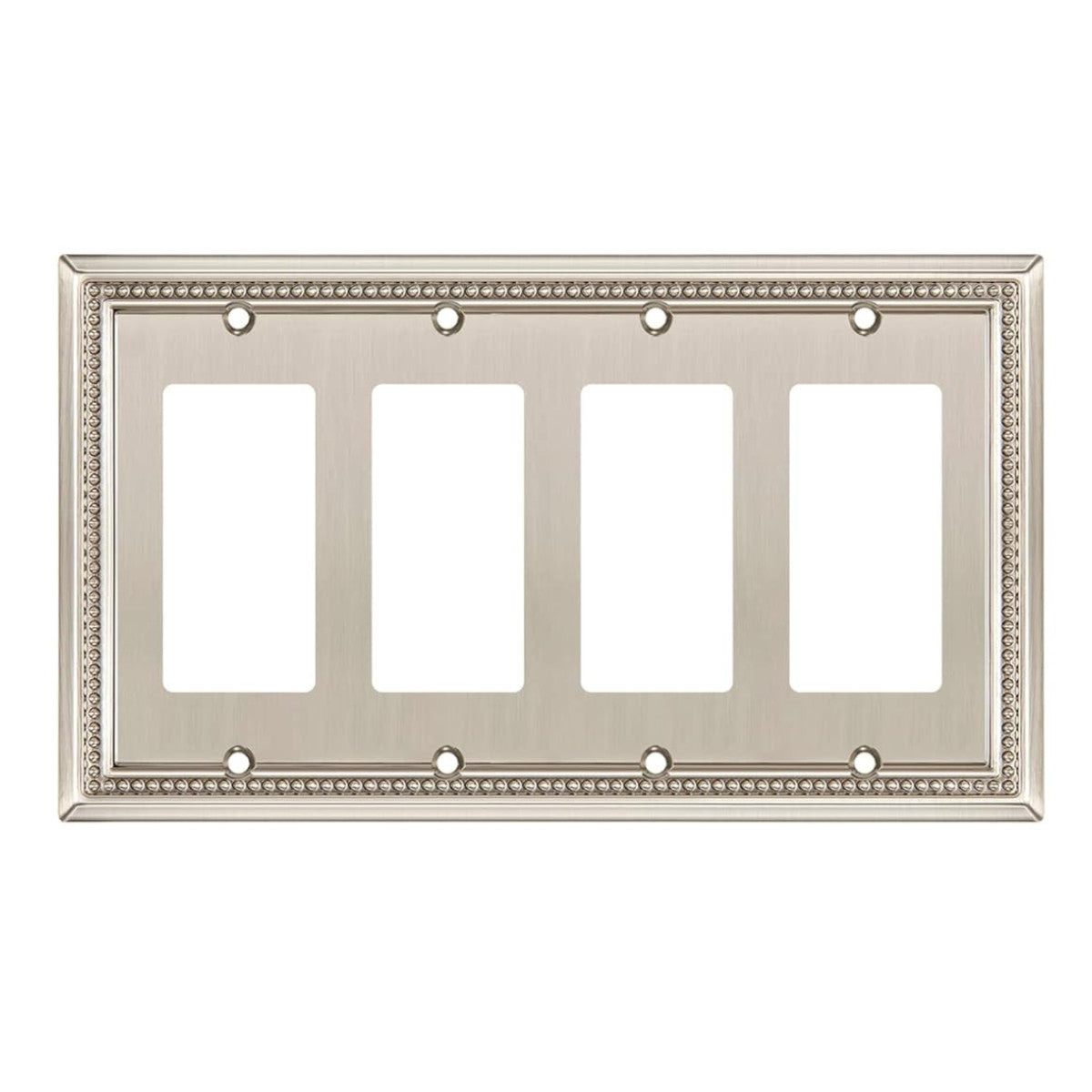 Decorative wall plate with four sockets on a white background