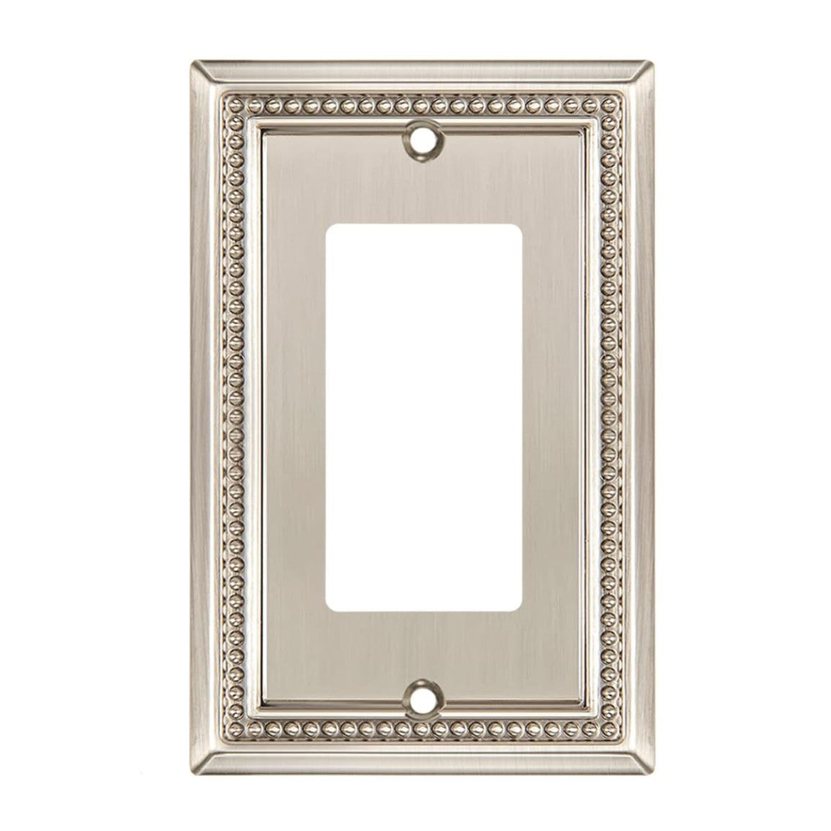 Decorative light switch cover with ornate border on a white background