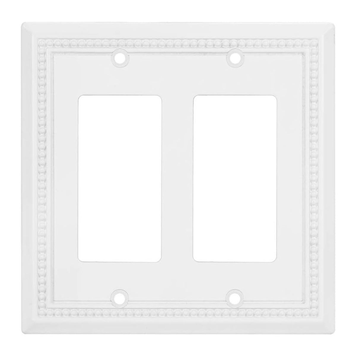 White double-gang wall plate with decorative border on a white background