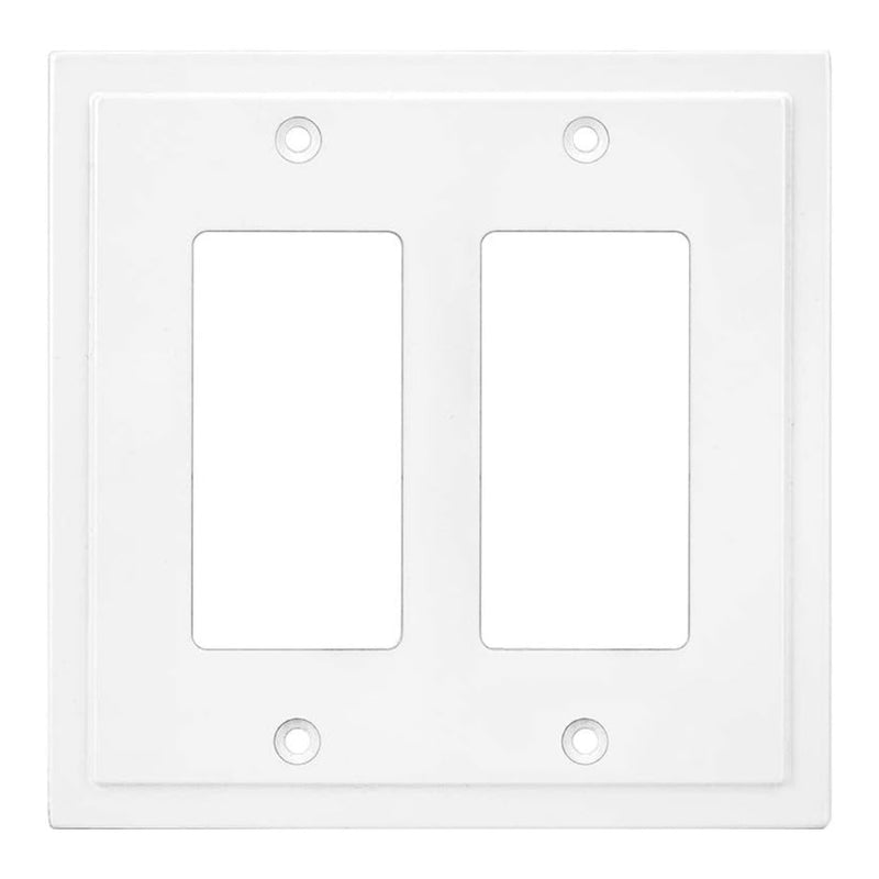 White double-gang wall plate on a white background