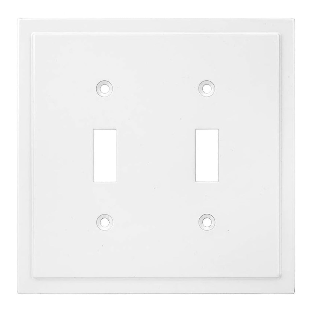 White double toggle switch wall plate on a white background
